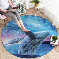 New Zealand Matariki Humpback Whale Round Carpet Paikea Maori New Year Blue Galaxy LT14 - Polynesian Pride