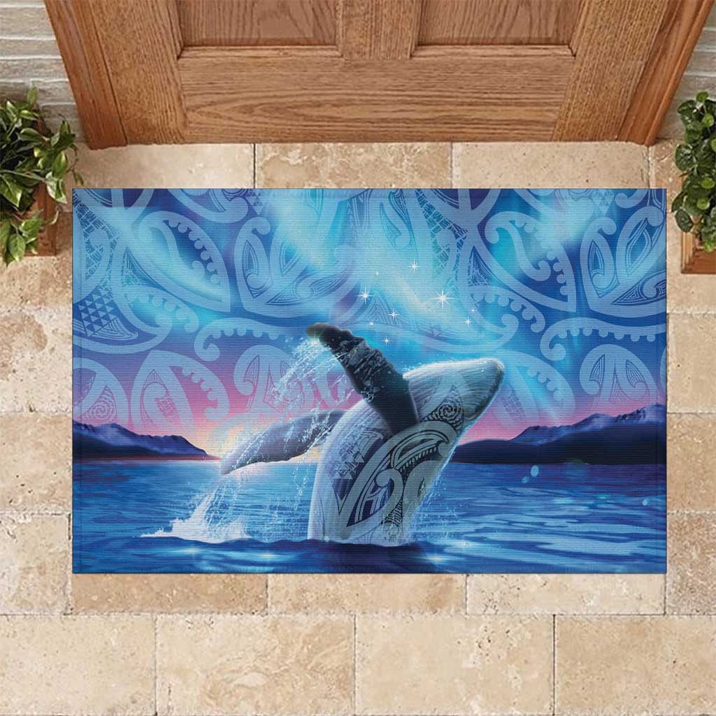 New Zealand Matariki Humpback Whale Rubber Doormat Paikea Maori New Year Blue Galaxy