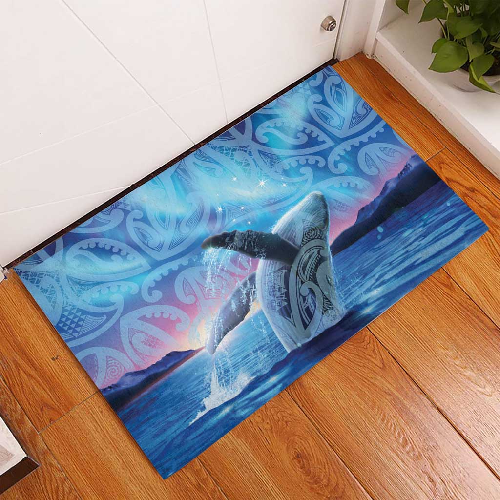New Zealand Matariki Humpback Whale Rubber Doormat Paikea Maori New Year Blue Galaxy