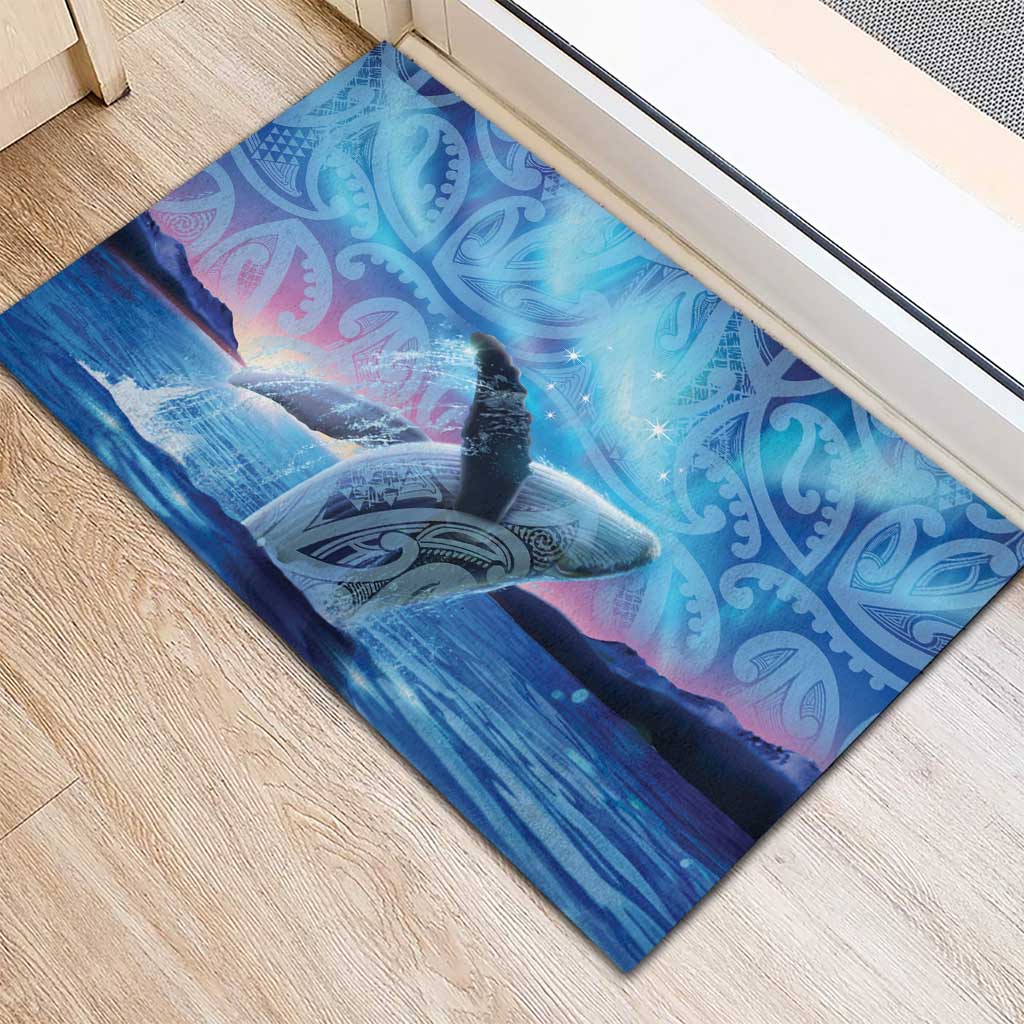 New Zealand Matariki Humpback Whale Rubber Doormat Paikea Maori New Year Blue Galaxy