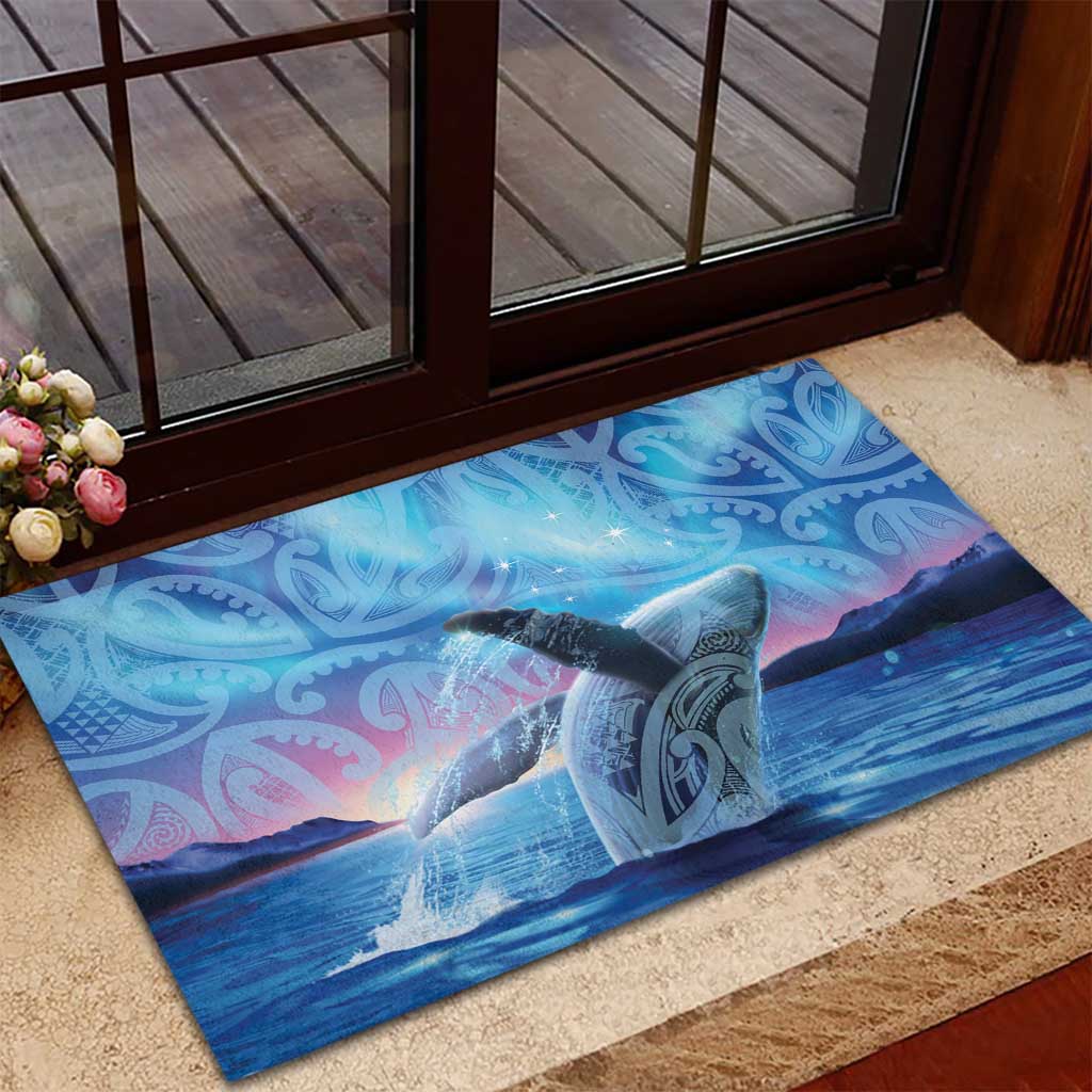 New Zealand Matariki Humpback Whale Rubber Doormat Paikea Maori New Year Blue Galaxy