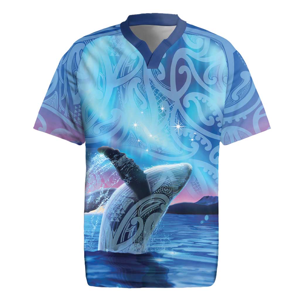 New Zealand Matariki Humpback Whale Rugby Jersey Paikea Maori New Year Blue Galaxy