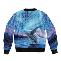 New Zealand Matariki Humpback Whale Sleeve Zip Bomber Jacket Paikea Maori New Year Blue Galaxy LT14 - Polynesian Pride