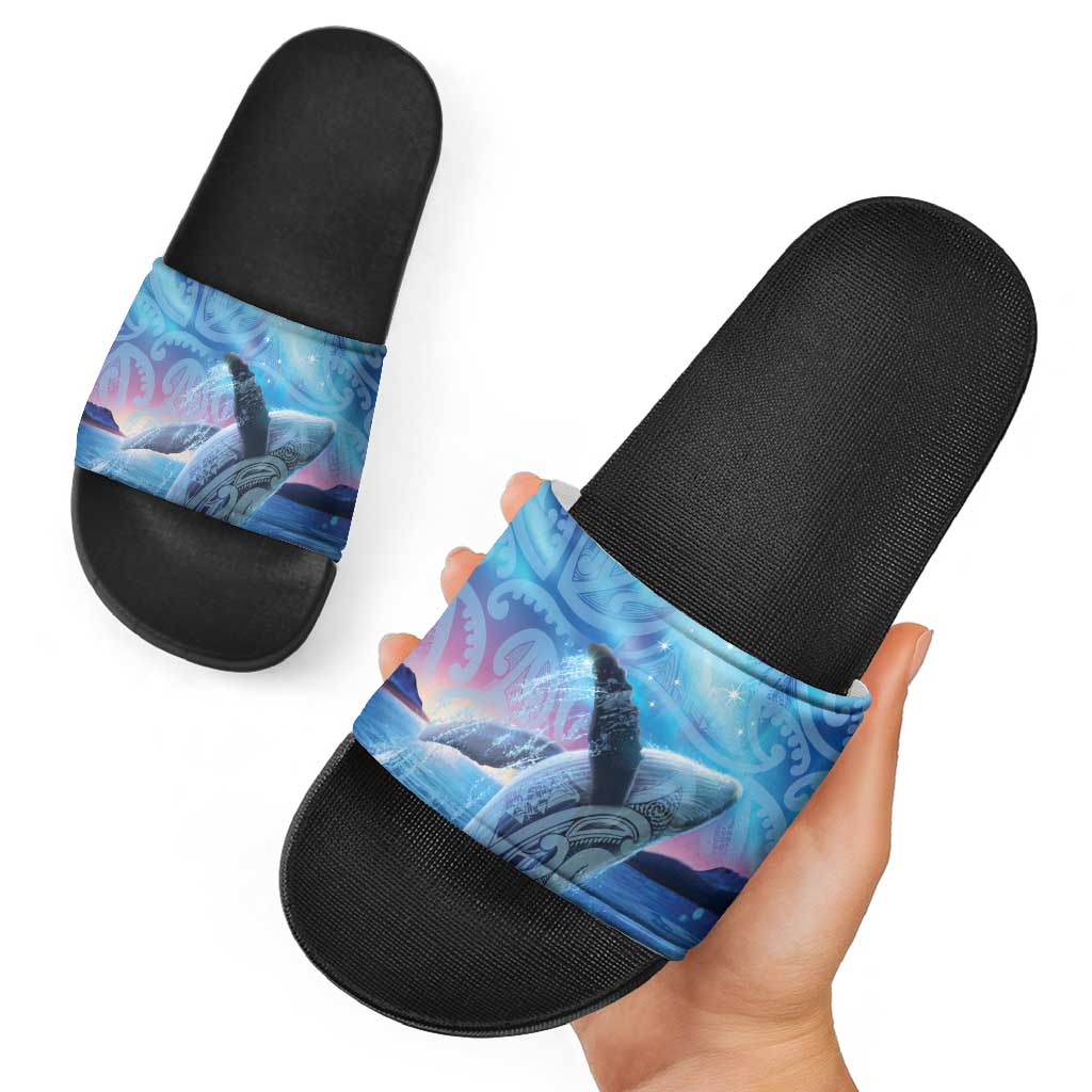 New Zealand Matariki Humpback Whale Slide Sandals Paikea Maori New Year Blue Galaxy LT14 - Polynesian Pride