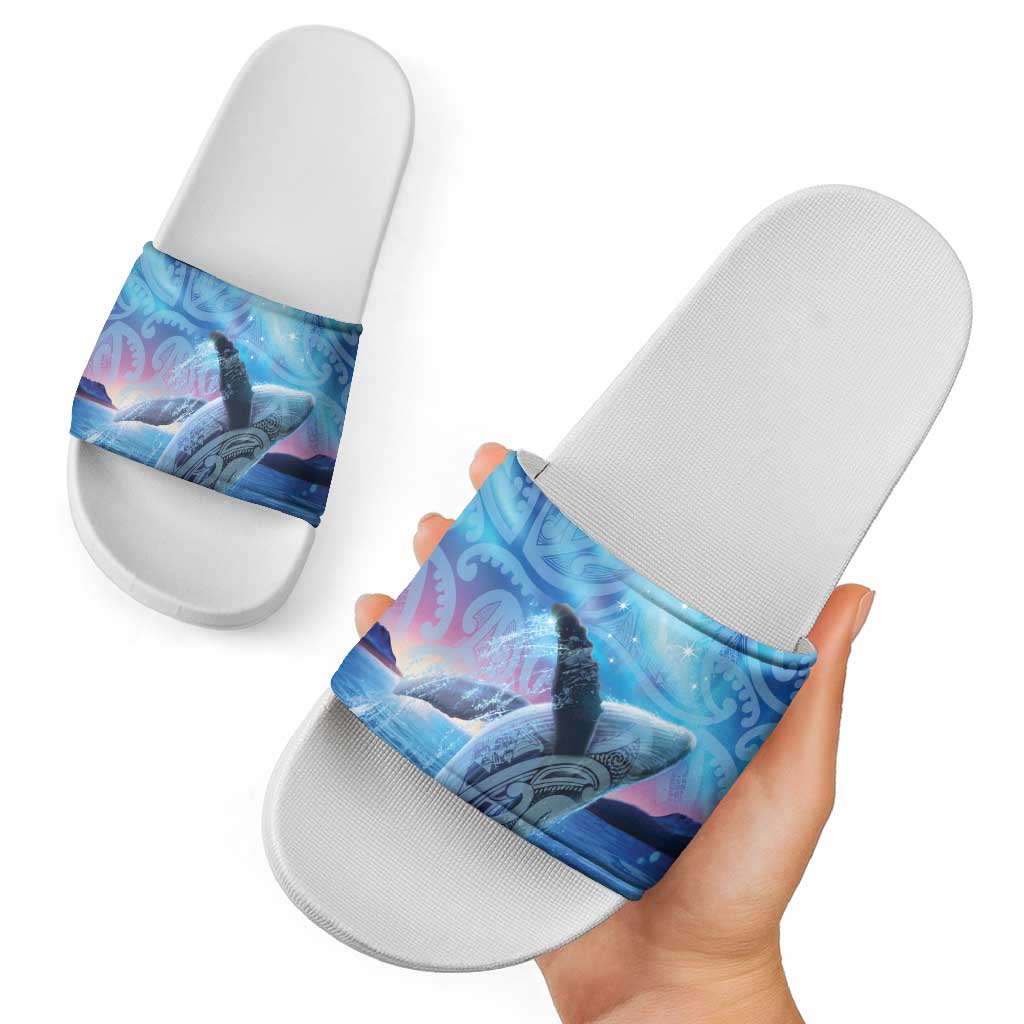 New Zealand Matariki Humpback Whale Slide Sandals Paikea Maori New Year Blue Galaxy LT14 - Polynesian Pride
