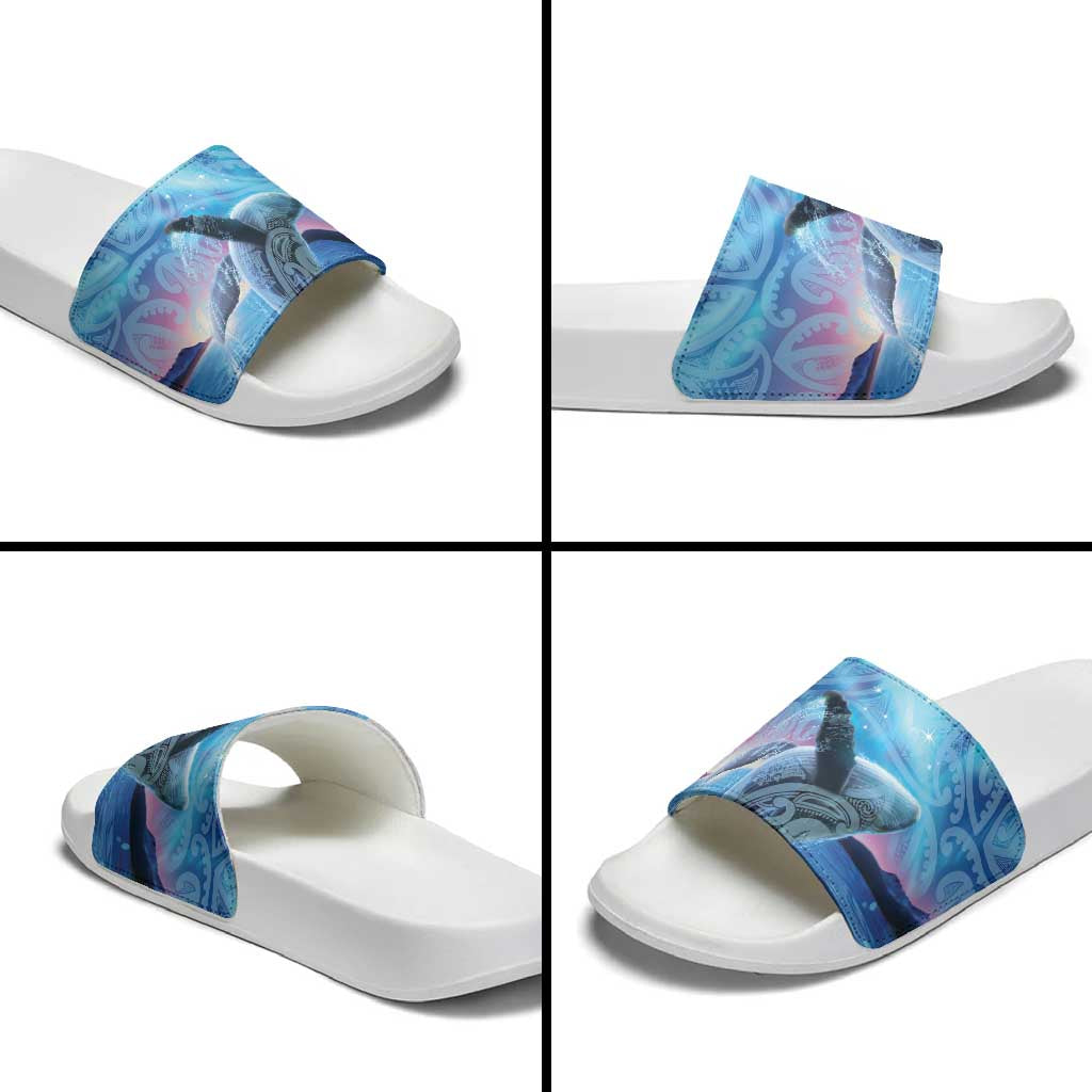 New Zealand Matariki Humpback Whale Slide Sandals Paikea Maori New Year Blue Galaxy LT14 - Polynesian Pride