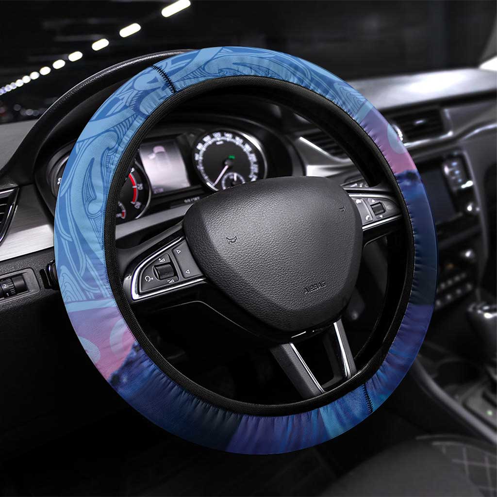New Zealand Matariki Humpback Whale Steering Wheel Cover Paikea Maori New Year Blue Galaxy