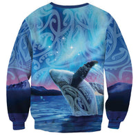 New Zealand Matariki Humpback Whale Sweatshirt Paikea Maori New Year Blue Galaxy LT14 - Polynesian Pride
