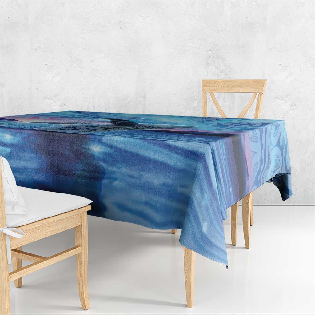 New Zealand Matariki Humpback Whale Tablecloth Paikea Maori New Year Blue Galaxy LT14 - Polynesian Pride