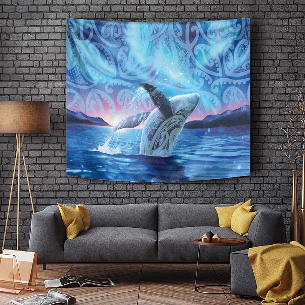 New Zealand Matariki Humpback Whale Tapestry Paikea Maori New Year Blue Galaxy LT14 Blue - Polynesian Pride