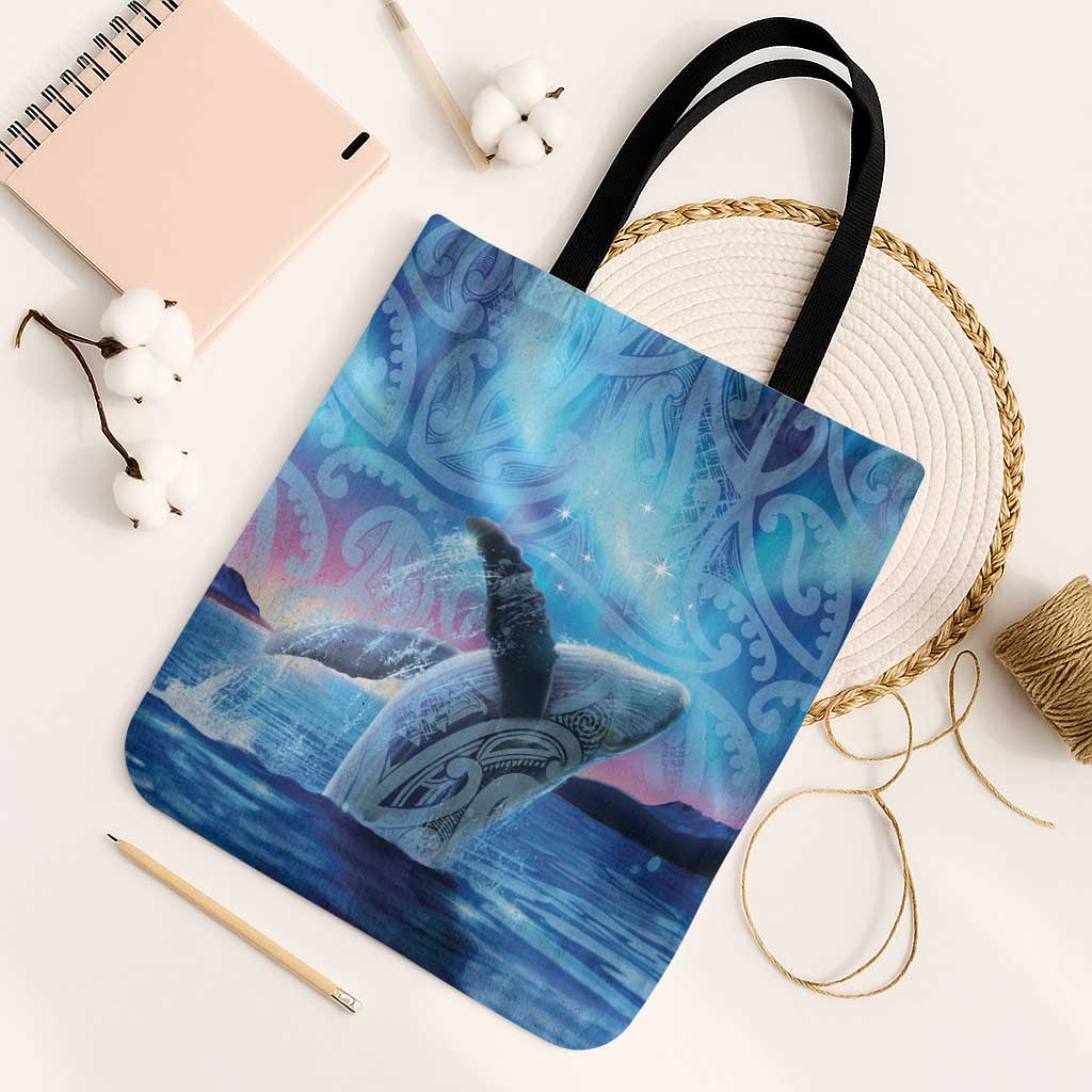 New Zealand Matariki Humpback Whale Tote Bag Paikea Maori New Year Blue Galaxy