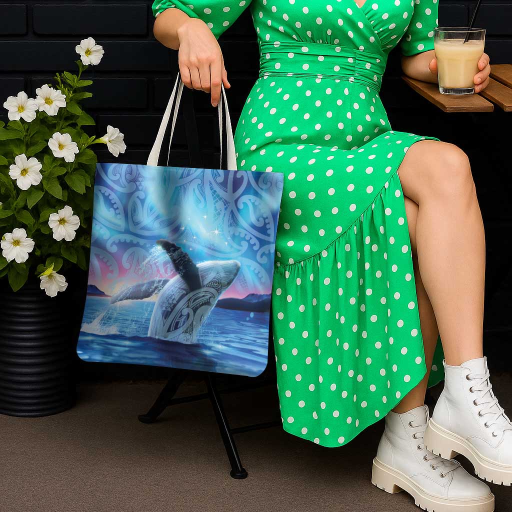 New Zealand Matariki Humpback Whale Tote Bag Paikea Maori New Year Blue Galaxy LT14 - Polynesian Pride