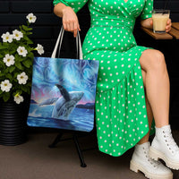 New Zealand Matariki Humpback Whale Tote Bag Paikea Maori New Year Blue Galaxy LT14 - Polynesian Pride