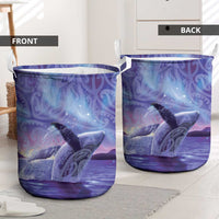 New Zealand Matariki Humpback Whale Laundry Basket Paikea Maori New Year Purple Galaxy LT14 - Polynesian Pride