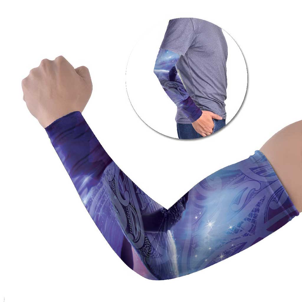 New Zealand Matariki Humpback Whale Arm Sleeves Paikea Maori New Year Purple Galaxy