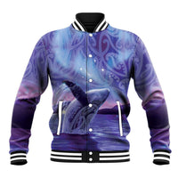 New Zealand Matariki Humpback Whale Baseball Jacket Paikea Maori New Year Purple Galaxy LT14 Unisex Purple - Polynesian Pride