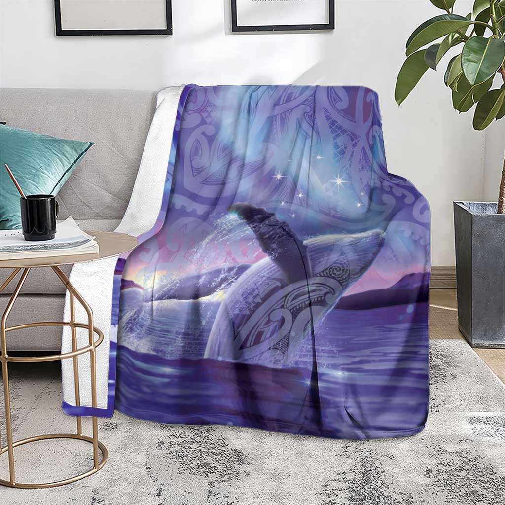 New Zealand Matariki Humpback Whale Blanket Paikea Maori New Year Purple Galaxy LT14 - Polynesian Pride