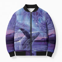 New Zealand Matariki Humpback Whale Bomber Puffer Jacket Paikea Maori New Year Purple Galaxy LT14 Unisex Purple - Polynesian Pride