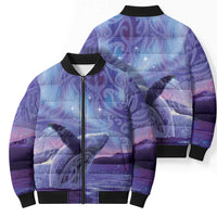 New Zealand Matariki Humpback Whale Bomber Puffer Jacket Paikea Maori New Year Purple Galaxy LT14 - Polynesian Pride