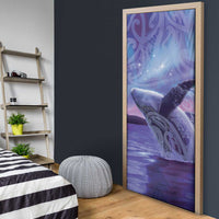 New Zealand Matariki Humpback Whale Door Cover Paikea Maori New Year Purple Galaxy