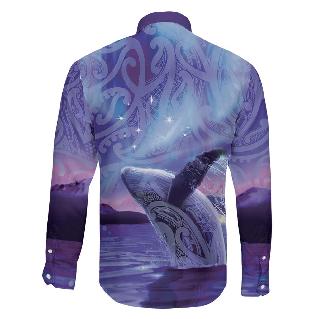 New Zealand Matariki Humpback Whale Family Matching Tank Maxi Dress and Hawaiian Shirt Paikea Maori New Year Purple Galaxy
