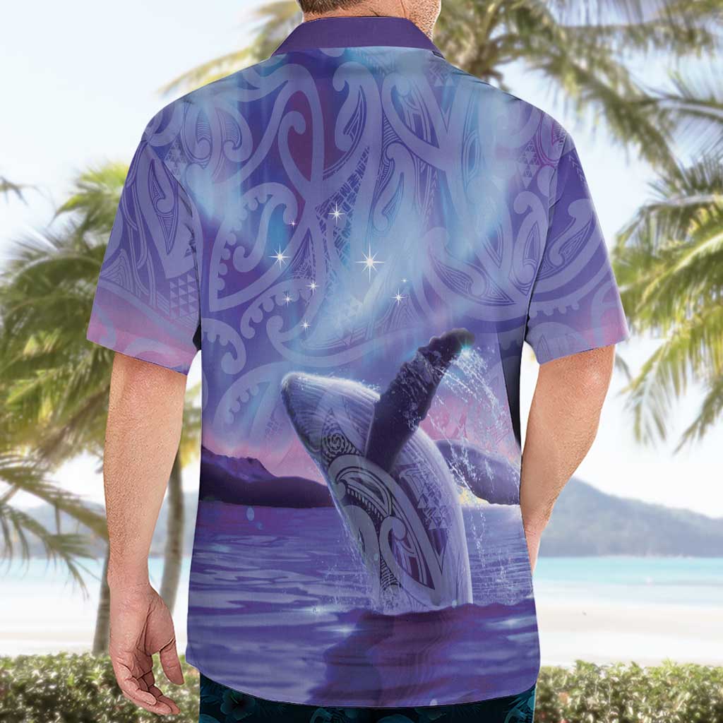 New Zealand Matariki Humpback Whale Hawaiian Shirt Paikea Maori New Year Purple Galaxy