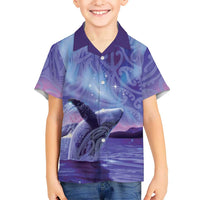 New Zealand Matariki Humpback Whale Hawaiian Shirt Paikea Maori New Year Purple Galaxy