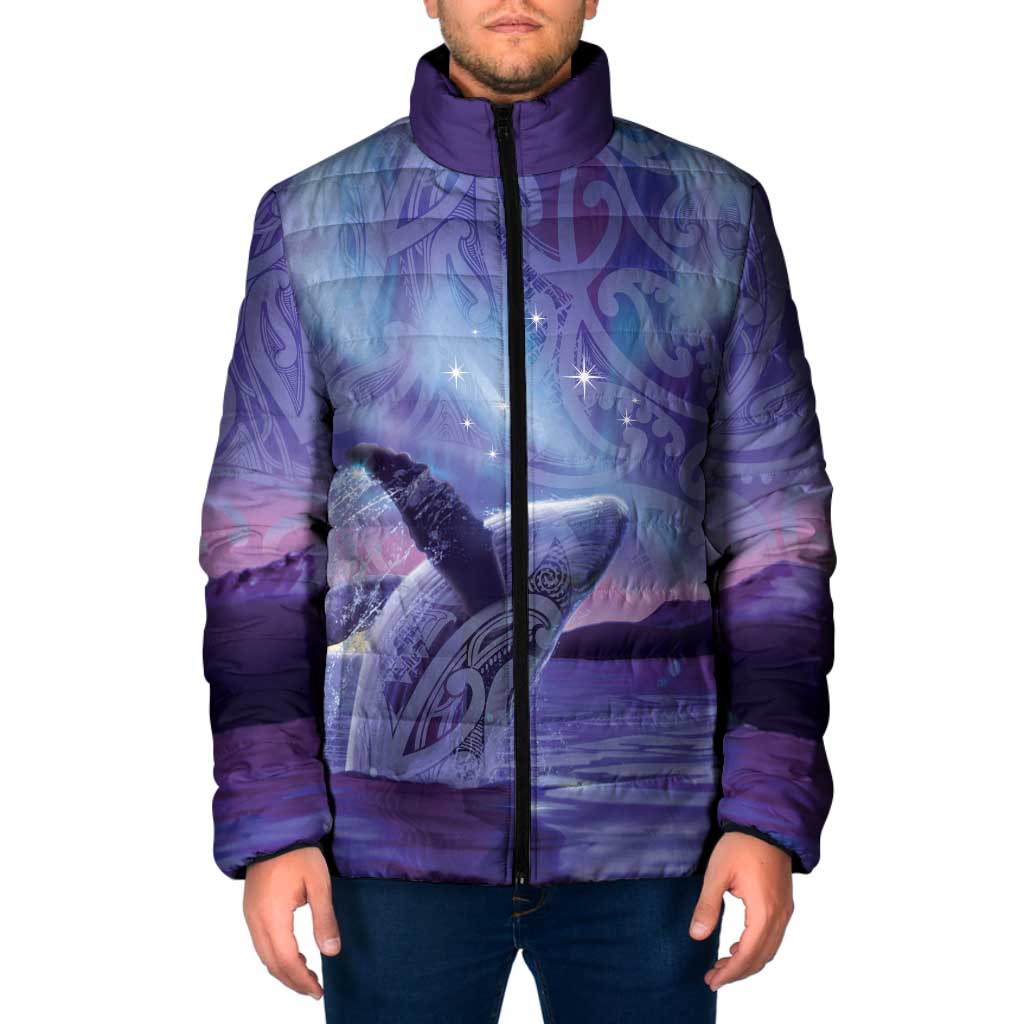 New Zealand Matariki Humpback Whale Padded Jacket Paikea Maori New Year Purple Galaxy LT14 Men Purple - Polynesian Pride