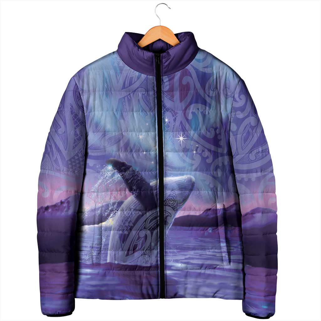 New Zealand Matariki Humpback Whale Padded Jacket Paikea Maori New Year Purple Galaxy LT14 - Polynesian Pride
