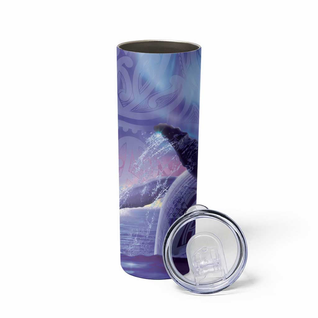New Zealand Matariki Humpback Whale Skinny Tumbler Paikea Maori New Year Purple Galaxy
