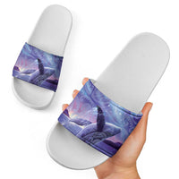 New Zealand Matariki Humpback Whale Slide Sandals Paikea Maori New Year Purple Galaxy