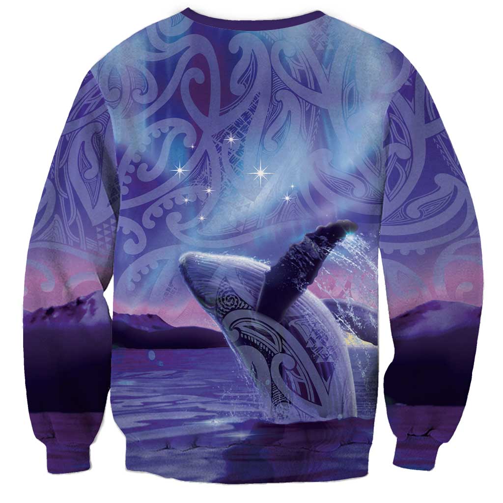 New Zealand Matariki Humpback Whale Sweatshirt Paikea Maori New Year Purple Galaxy LT14 - Polynesian Pride