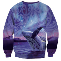 New Zealand Matariki Humpback Whale Sweatshirt Paikea Maori New Year Purple Galaxy LT14 - Polynesian Pride