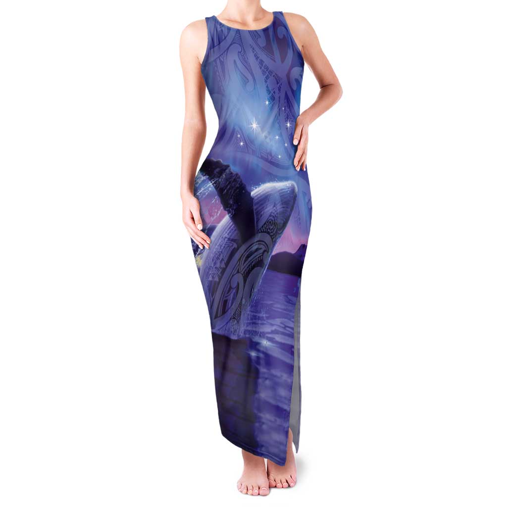 New Zealand Matariki Humpback Whale Tank Maxi Dress Paikea Maori New Year Purple Galaxy