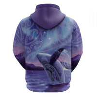 New Zealand Matariki Humpback Whale Zip Hoodie Paikea Maori New Year Purple Galaxy