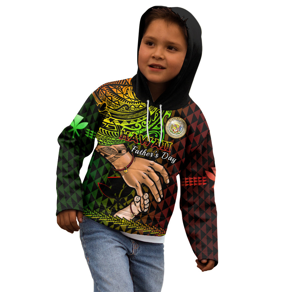 Personalised Father Day Hawaii Kid Hoodie Kanaka Kakau Hauoli La Makuakane LT14 - Polynesian Pride