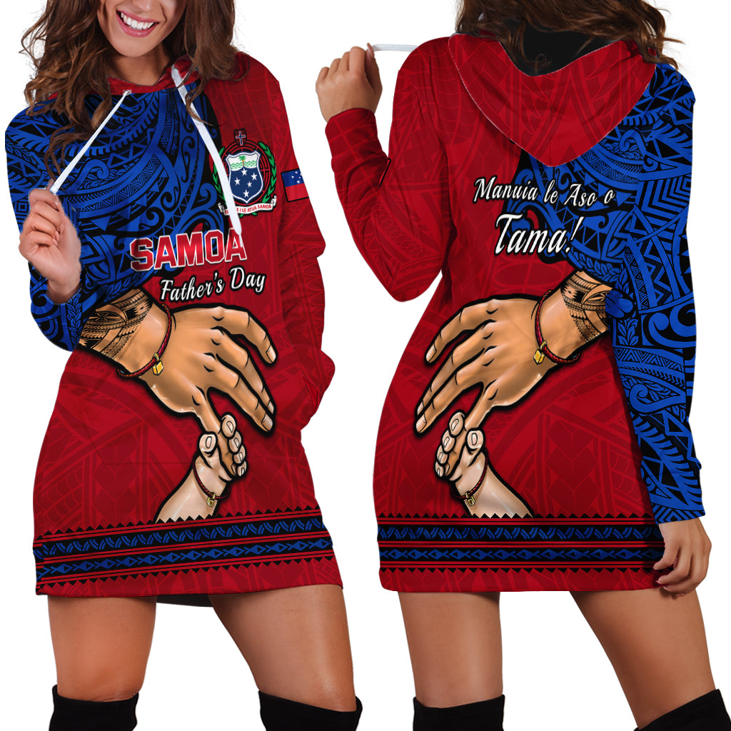 Polynesian Pride Father Day Samoa Hoodie Dress Manuia le Aso Sa o Tama Red Version LT14 - Polynesian Pride
