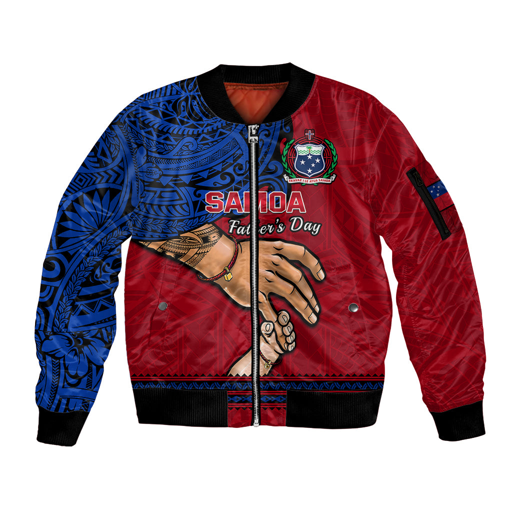 Polynesian Pride Father Day Samoa Sleeve Zip Bomber Jacket Manuia le Aso Sa o Tama Red Version LT14 Unisex Red - Polynesian Pride