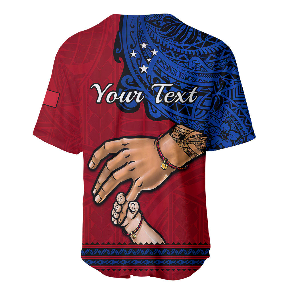 Personalised Father Day Samoa Baseball Jersey Manuia le Aso Sa o Tama Red Version LT14 - Polynesian Pride