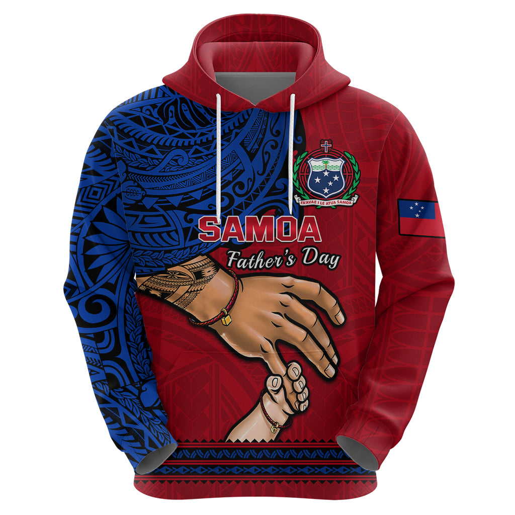 Custom Father Day Samoa Hoodie Manuia le Aso Sa o Tama Red Version LT14 - Polynesian Pride