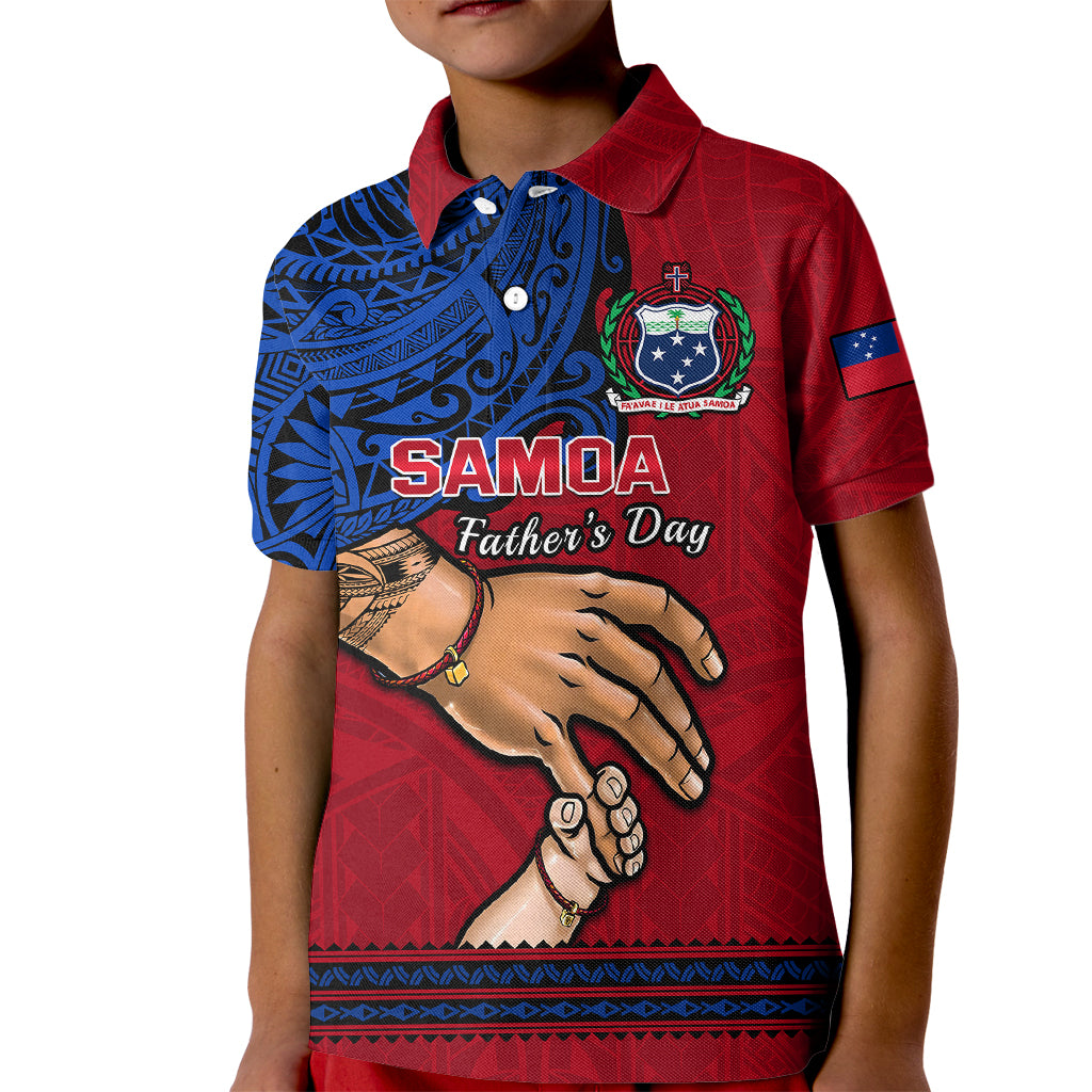 Personalised Father Day Samoa Kid Polo Shirt Manuia le Aso Sa o Tama Red Version LT14 Kid Red - Polynesian Pride