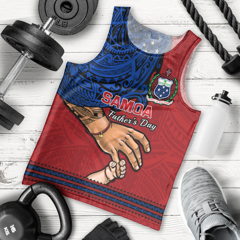 Personalised Father Day Samoa Men Tank Top Manuia le Aso Sa o Tama Red Version LT14 Red - Polynesian Pride