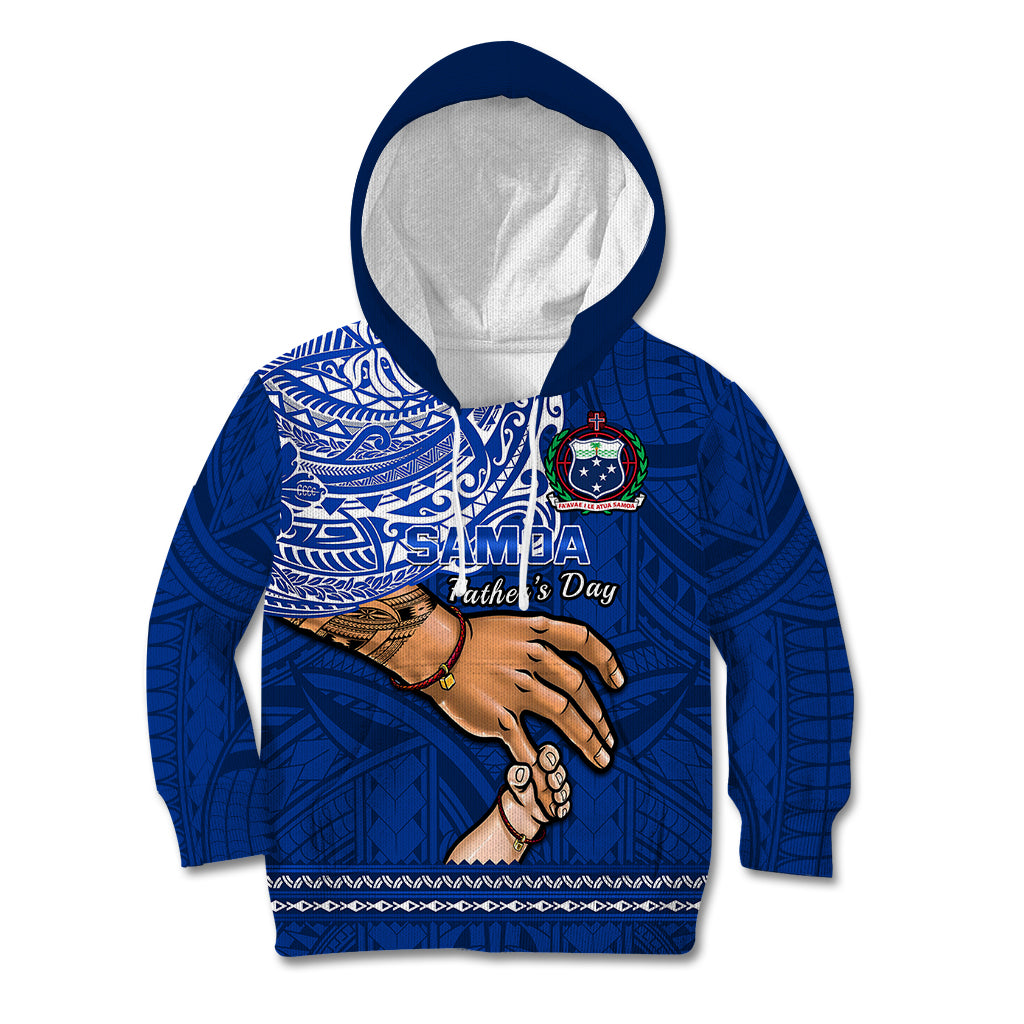 Polynesian Pride Father Day Samoa Kid Hoodie Manuia le Aso Sa o Tama Blue Version LT14 Hoodie Blue - Polynesian Pride