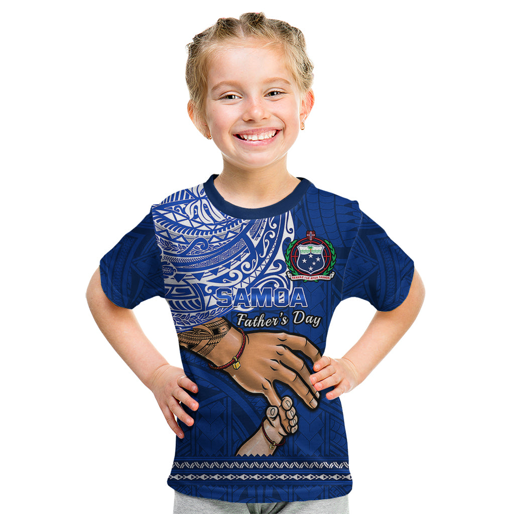 Polynesian Pride Father Day Samoa Kid T Shirt Manuia le Aso Sa o Tama Blue Version LT14 Blue - Polynesian Pride