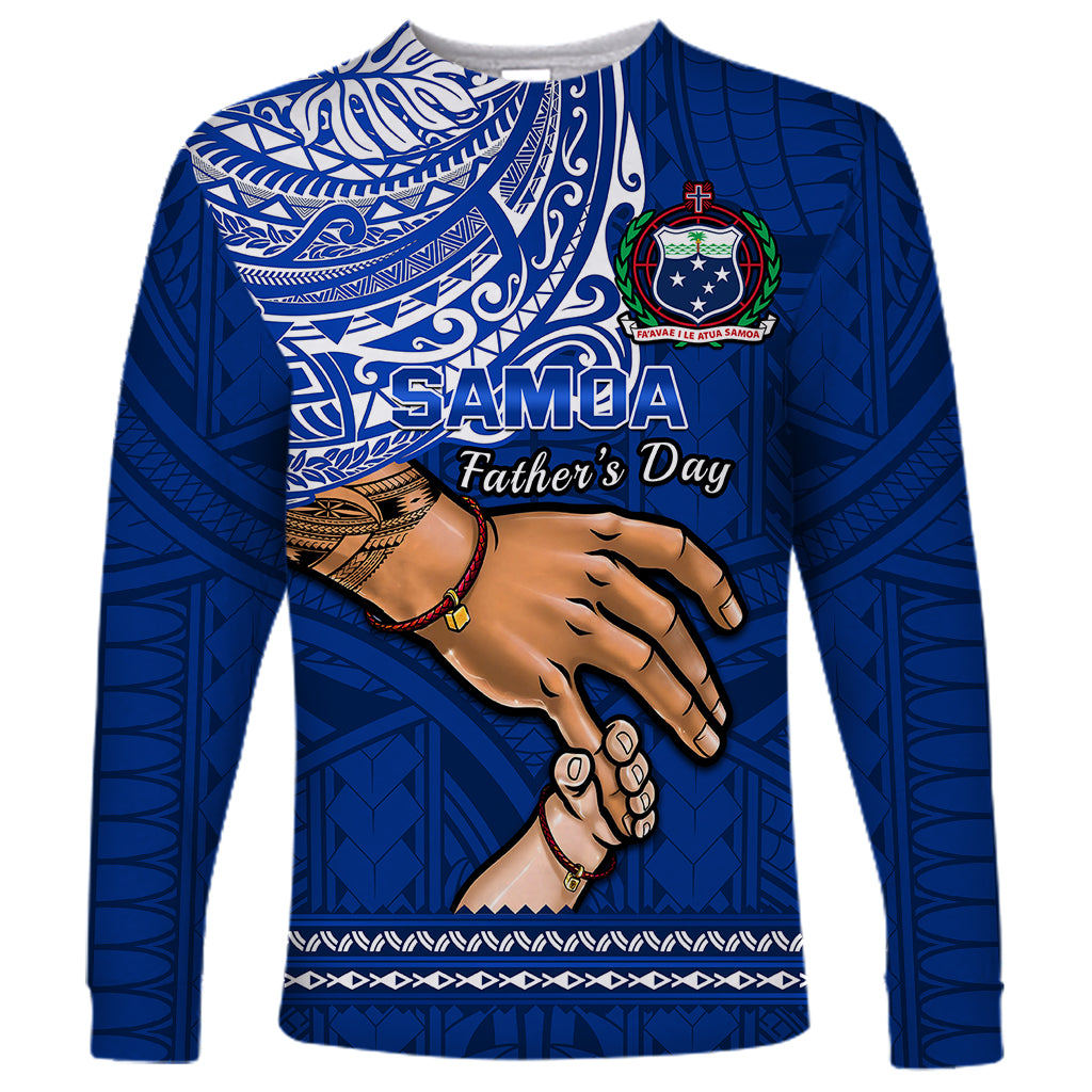 Personalised Father Day Samoa Long Sleeve Shirt Manuia le Aso Sa o Tama Blue Version LT14 Unisex Blue - Polynesian Pride