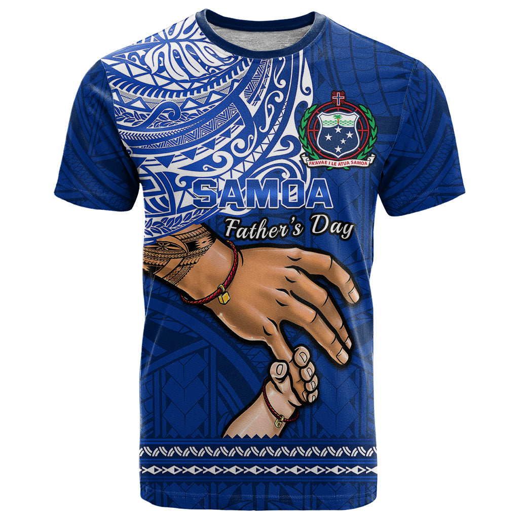 Custom Father Day Samoa T Shirt Manuia le Aso Sa o Tama Blue Version LT14 Blue - Polynesian Pride