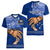 Personalised Father Day Samoa Women V Neck T Shirt Manuia le Aso Sa o Tama Blue Version LT14 - Polynesian Pride