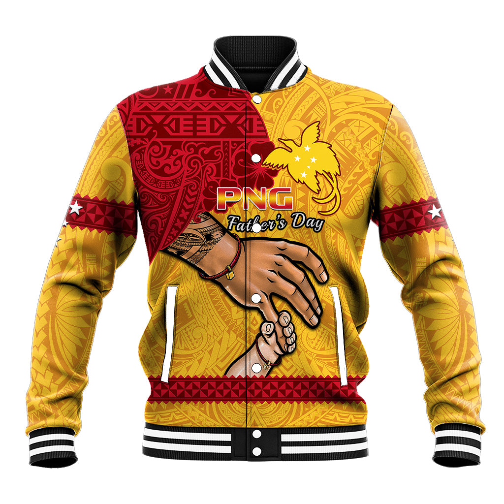 Polynesian Pride Father Day Papua New Guinea Baseball Jacket PNG I Love You Dad Yellow Version LT14 Unisex Yellow - Polynesian Pride
