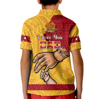 Polynesian Pride Father Day Papua New Guinea Kid Polo Shirt PNG I Love You Dad Yellow Version LT14 - Polynesian Pride