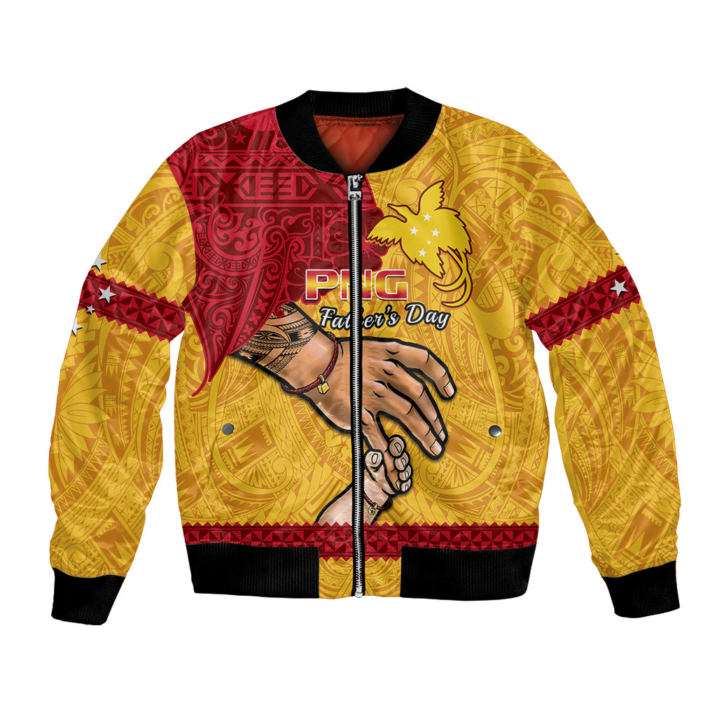 Personalised Father Day Papua New Guinea Bomber Jacket PNG I Love You Dad Yellow Version LT14 Unisex Yellow - Polynesian Pride